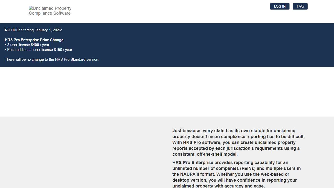 HRS Pro : Unclaimed Property Reporting Software