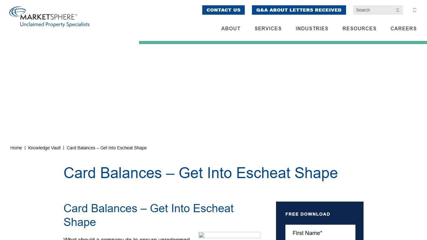 Card Balances - Get Into Escheat Shape MarketSphere